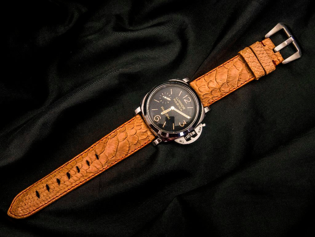 ORANGE PYTHON LEATHER STRAP - Lac Crado 