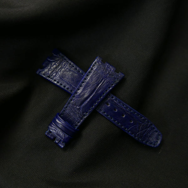 BLUE CROCODILE BELLY LEATHER STRAP
