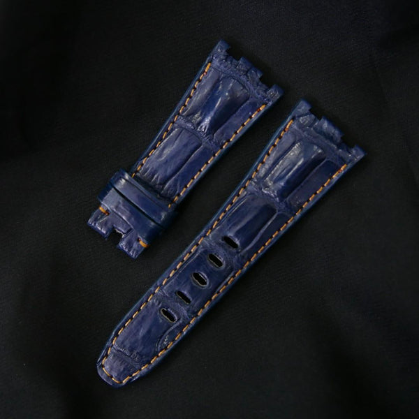 BLUE CROCODILE HORNBACK LEATHER STRAP - Lac Crado 