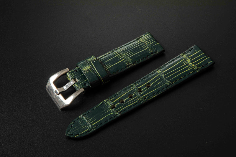 GREEN&GOLD CROCODILE BELLY LEATHER STRAP