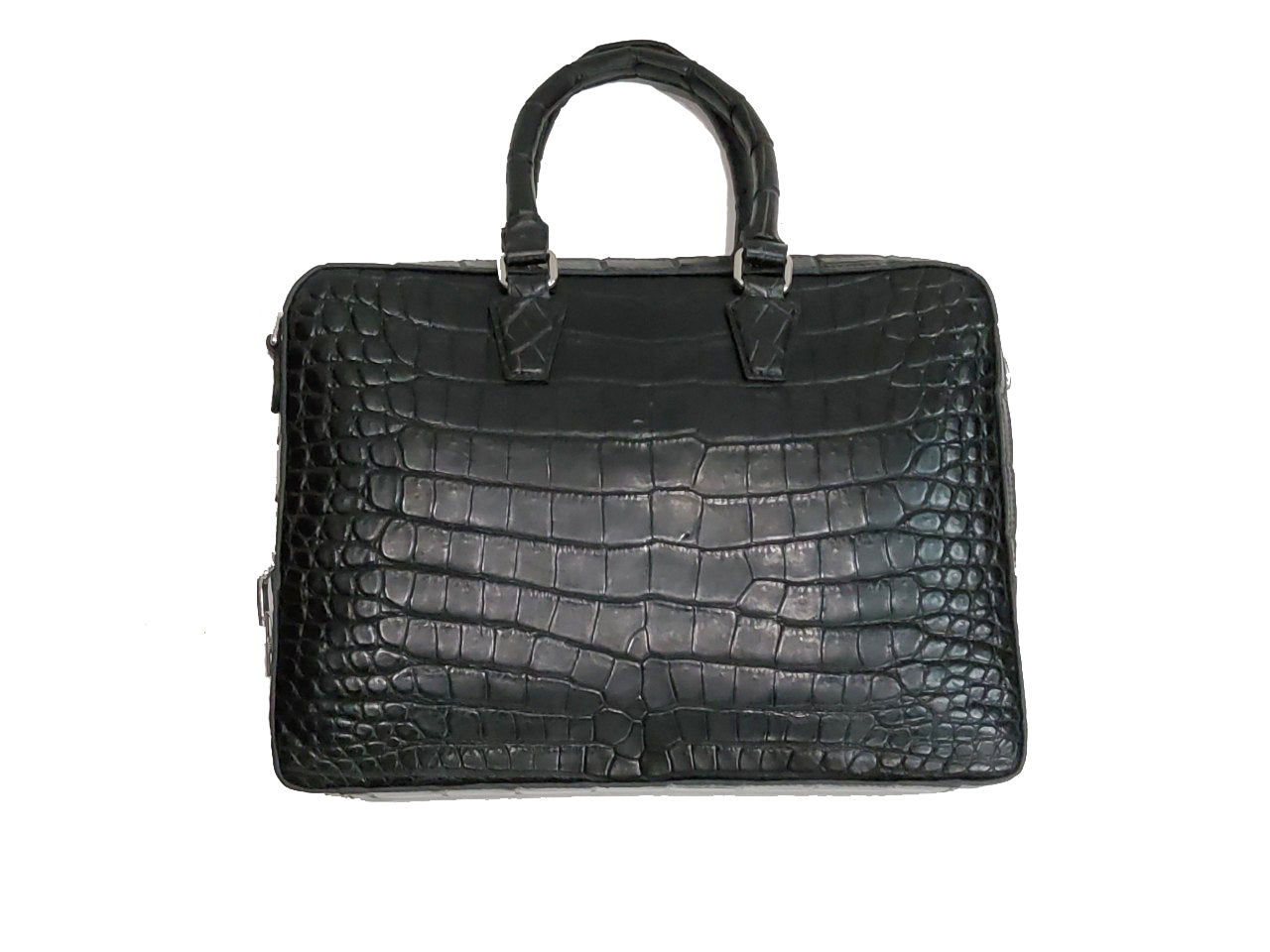 BLACK HANDMADE GENUINE CROCODILE LAPTOP SLINGBAG