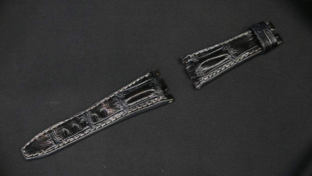 DARK GREY CROCODILE HORNBACK LEATHER STRAP - Lac Crado 