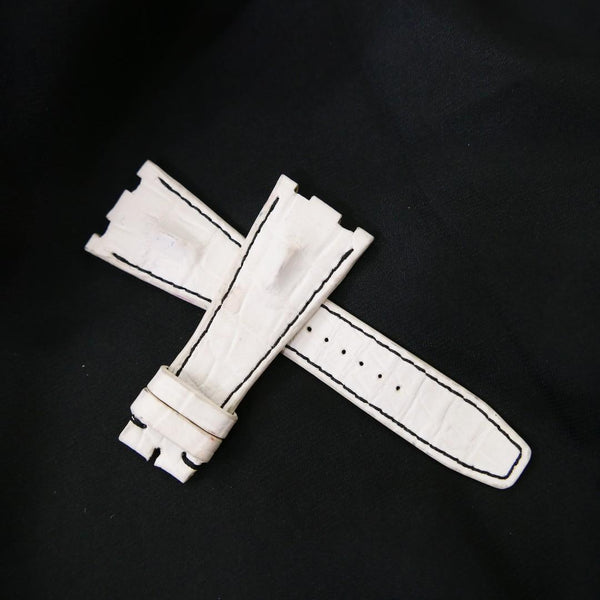 WHITE CROCODILE HORNBACK LEATHER STRAP - Lac Crado 