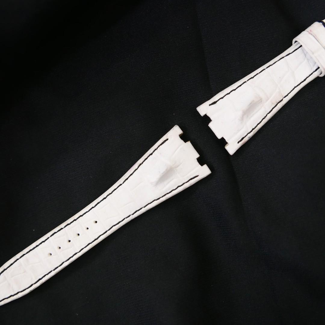 WHITE CROCODILE HORNBACK LEATHER STRAP - Lac Crado 